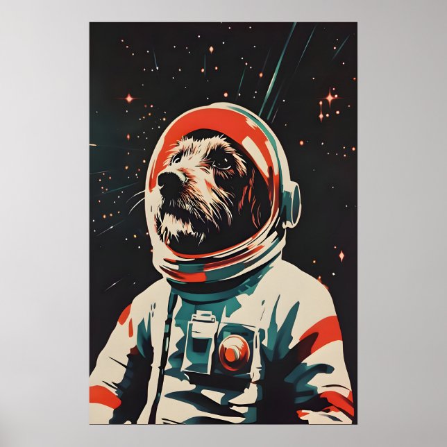 Póster Wirehaired Pointing Griffon Astronaut Poster (Frente)