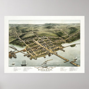Póster Wiscasset, Maine Bird's Eye View, Poster de 1878
