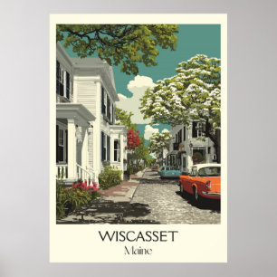 Póster Wiscasset Maine Vintage Historic Street Art