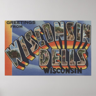 Póster Wisconsin Dells, Wisconsin - Escenas de letras gra