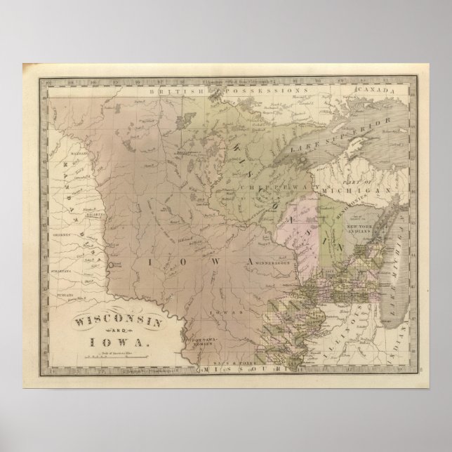 Póster Wisconsin e Iowa (Frente)