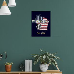 Póster Wisconsin Estados Unidos Mapa de Estados Unidos Vi