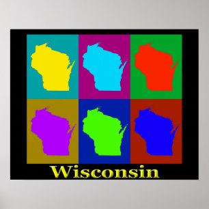 Póster Wisconsin Map Silhouette