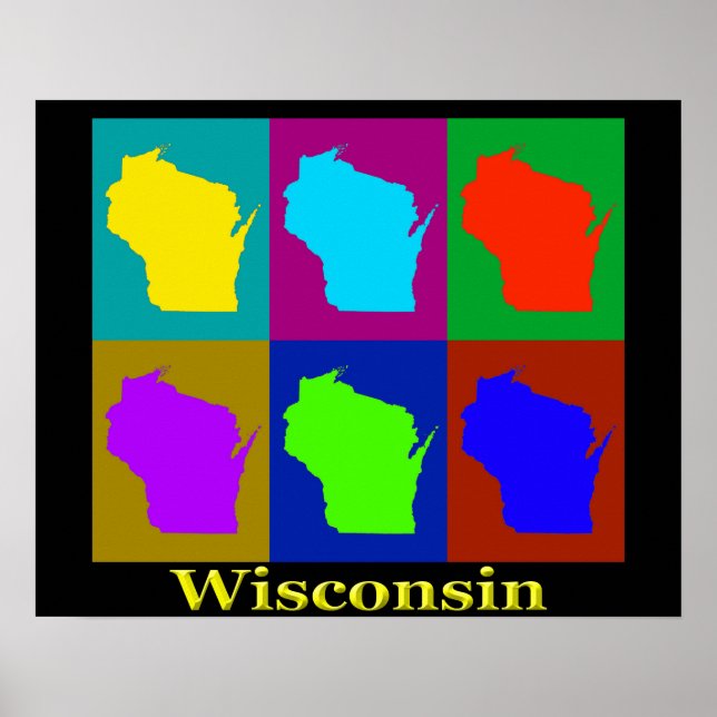 Póster Wisconsin Map Silhouette (Frente)