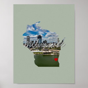 Póster Wisconsin State Photo Insert y nombre de ciudad