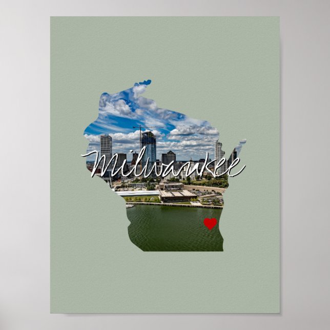 Póster Wisconsin State Photo Insert y nombre de ciudad (Frente)