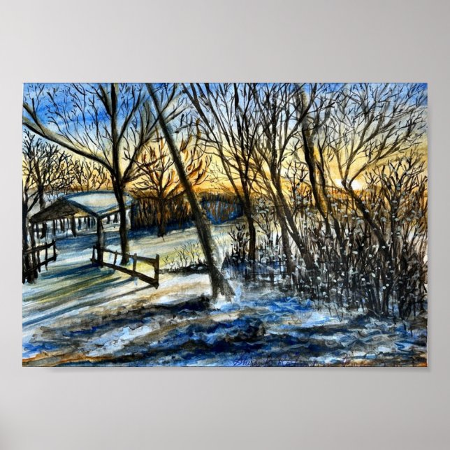 Póster Wisconsin Winter Sunset by Shira B (Frente)