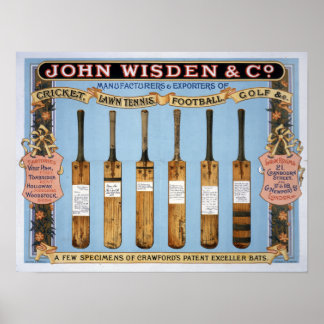 Póster Wisden Cricket Bats, 1895