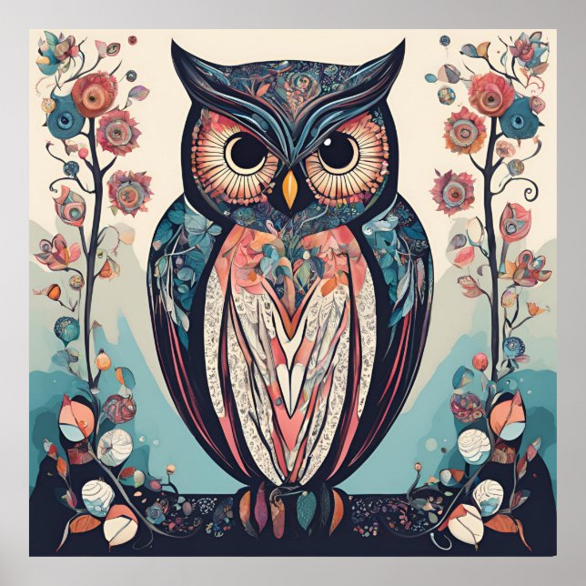 Póster Wise Whimsy Owl descargable (Frente)