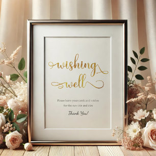 Póster "Wishing Well" Rótulo Boda de moda dorado blanco