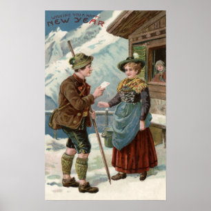 Póster Wishing You a Happy New YearMountain Scene