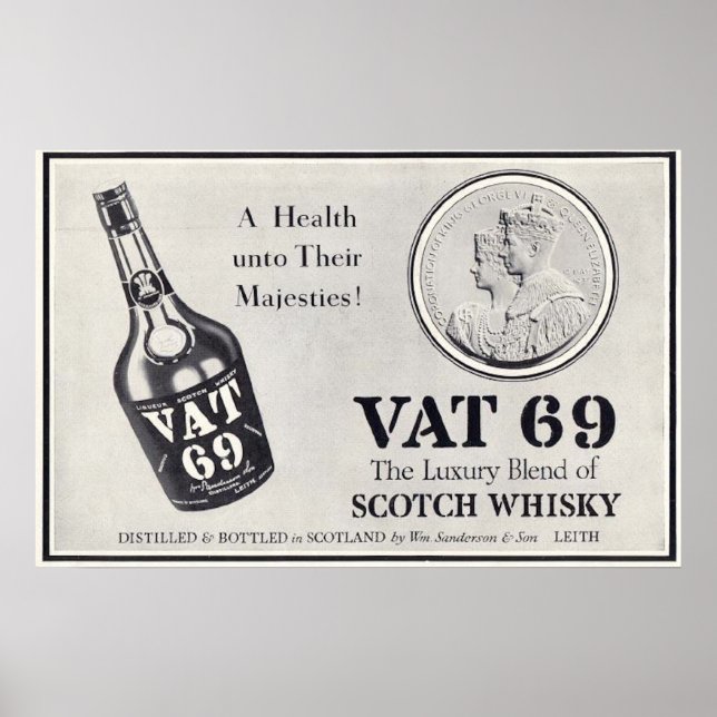 Póster Wiskey de whisky Vat 69 (Frente)
