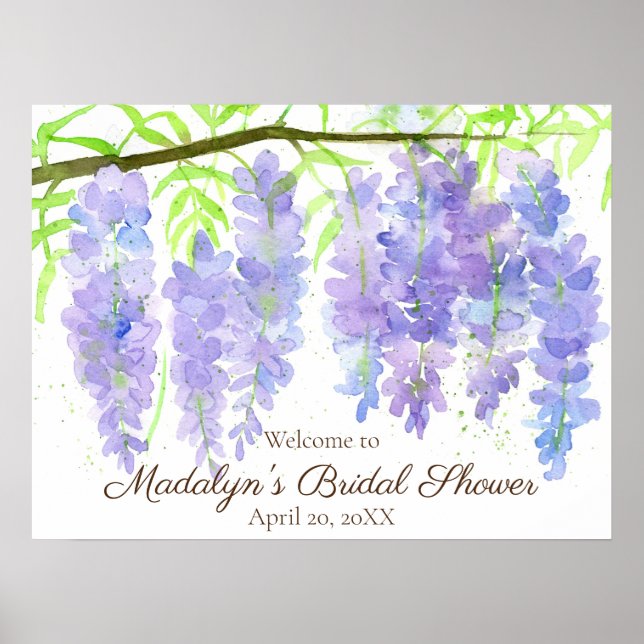Póster Wisteria Flores Bridal Ducha Poster de bienvenida (Frente)