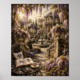 Póster Wisteria Fountain Estate Vintage Botánico