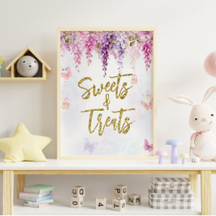 Póster Wisteria Purpurina Mariposa Cumpleaños Dulces Trat