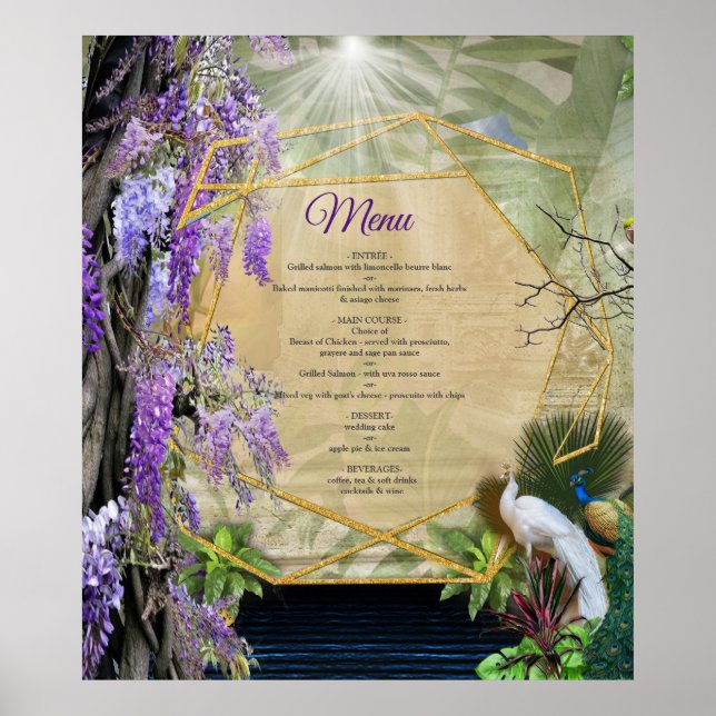 Póster Wisteria y aves grandes Tema de ensueño (Frente)