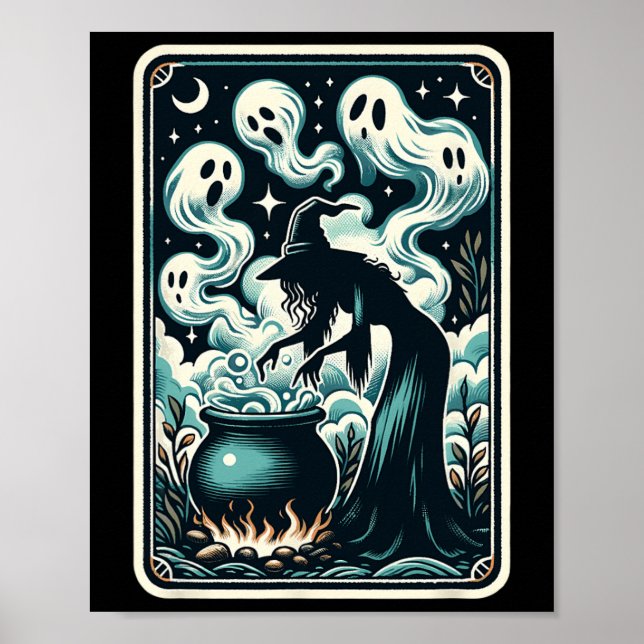 Póster Witch Ghost Cauldron Gothic Supernatural Tarot Car (Frente)