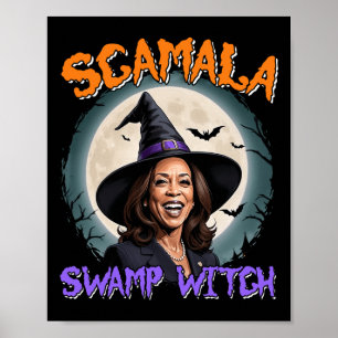 Póster Witch Scamala Harris Anti Kamala Halloween Black P