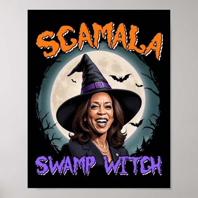 Póster Witch Scamala Harris Anti Kamala Halloween Black P (Frente)