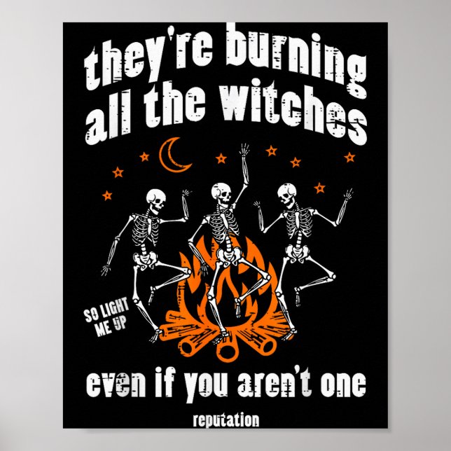 Póster Witches Skeletons Dancing Funny Halloween Costume  (Frente)