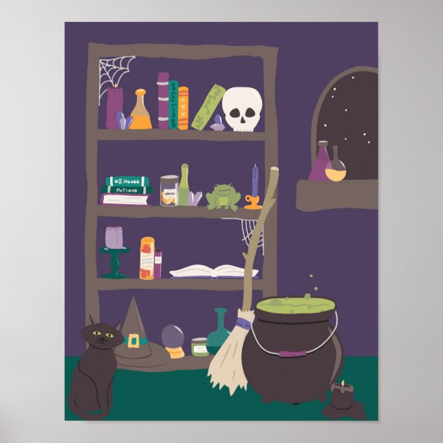 Póster Witchy Workroom Halloween (Frente)