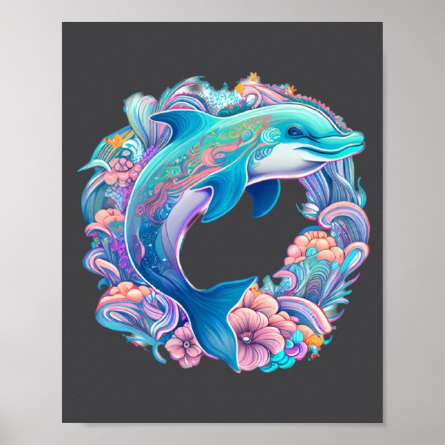 Póster With Easter Festive Illustration Charming Dolphin (Frente)