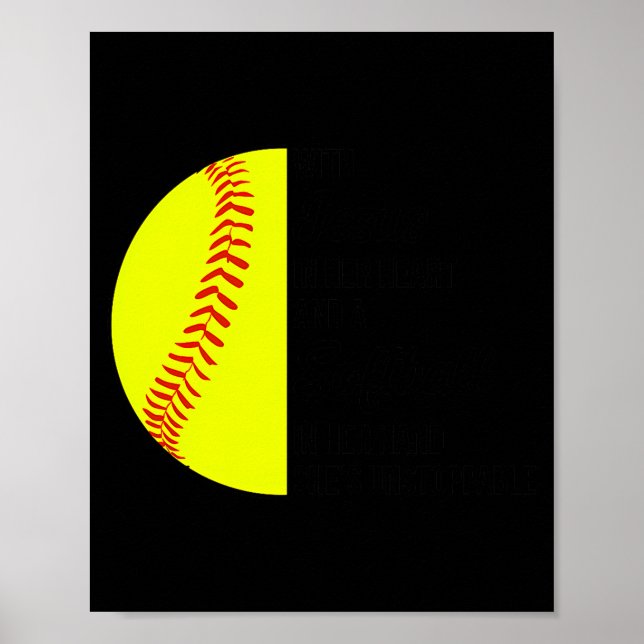 Póster With Jesus In Her Heart And A Softball She Is Unst (Frente)
