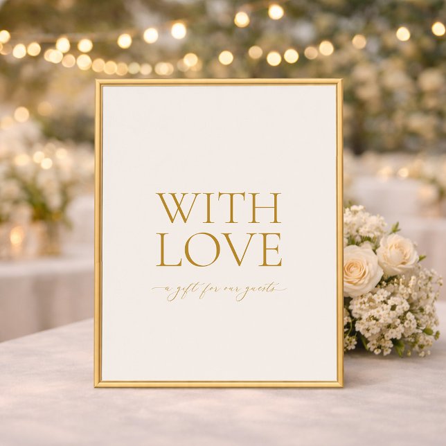 Póster With Love Elegant Wedding Favors Sign (Subido por el creador)