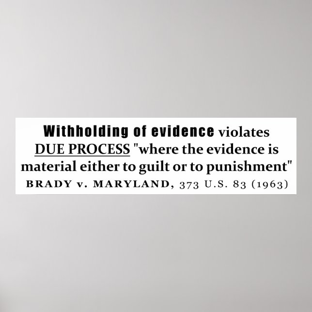 Póster Withholding of Evidence Brady v Maryland Case law (Frente)