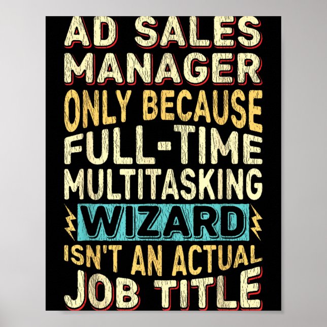 Póster Wizard Job Title Quote - Funny Ad S Manager  (Frente)