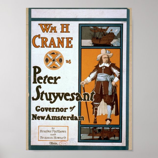 Póster WmH Crane como Peter Stuyvesant gobernador de New  (Frente)
