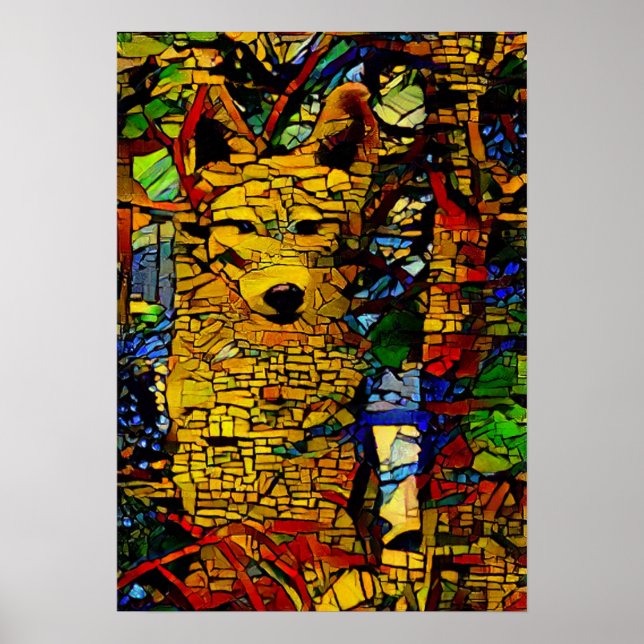 Póster Wolf americano en la IA. I., diversión fotográfica (Frente)