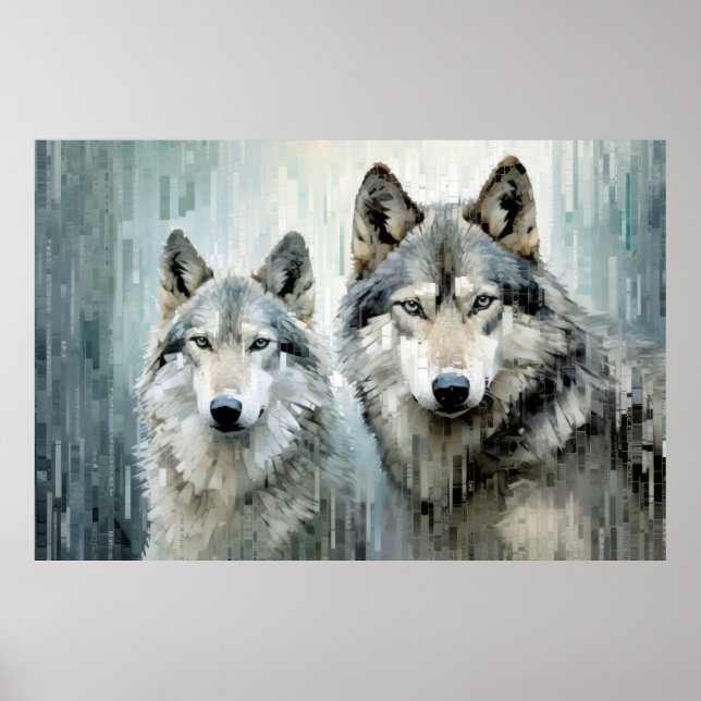 Póster Wolf Animal Art Decor Paint Mosaic (Frente)
