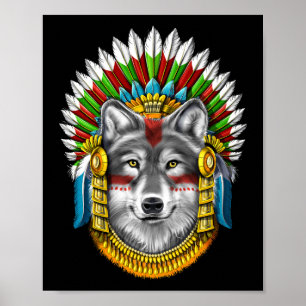 Póster Wolf Aztec Warrior