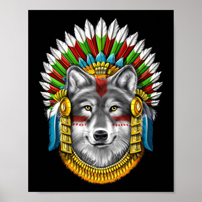Póster Wolf Aztec Warrior (Frente)
