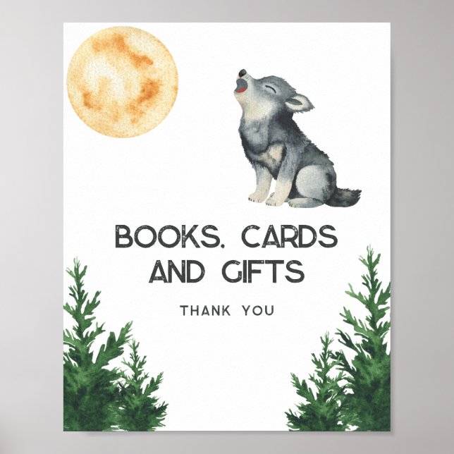 Póster Wolf Baby Shower Books, cards and gifts (Frente)