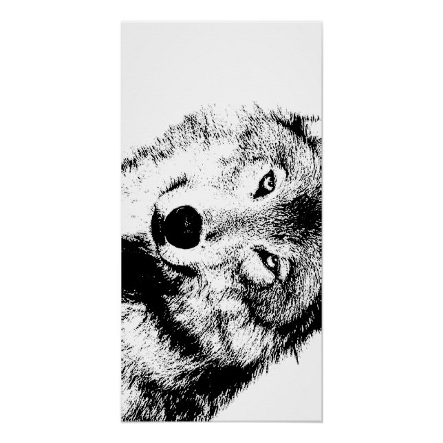 Póster Wolf Black & White Pop Art (Anverso)