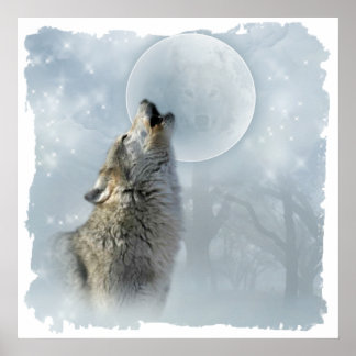 Póster Wolf Blue Moon