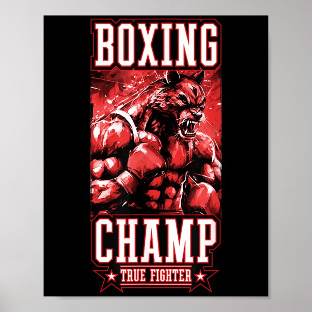 Póster Wolf Boxing Champ _ Boxer Fighter Motivation  (Frente)