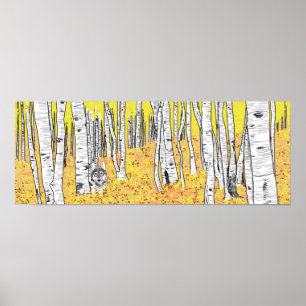 Póster Wolf En El Bosque De Otoño