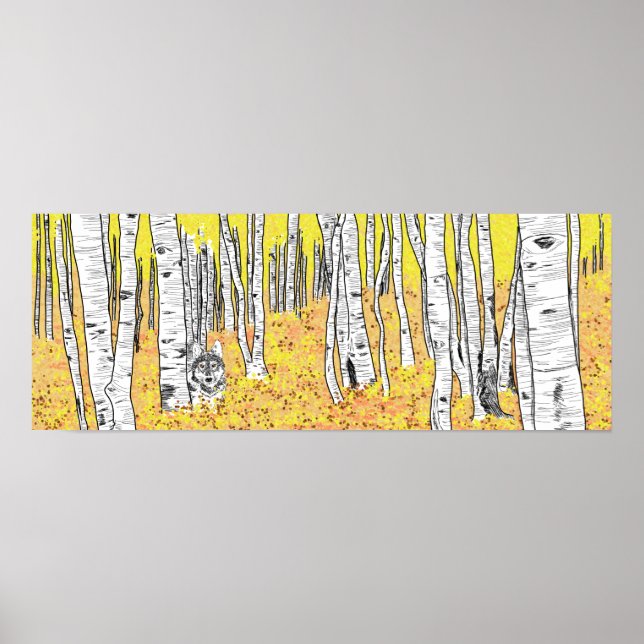 Póster Wolf En El Bosque De Otoño (Frente)