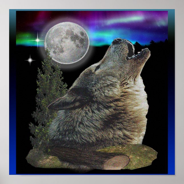 Póster Wolf en poster nocturno (Frente)