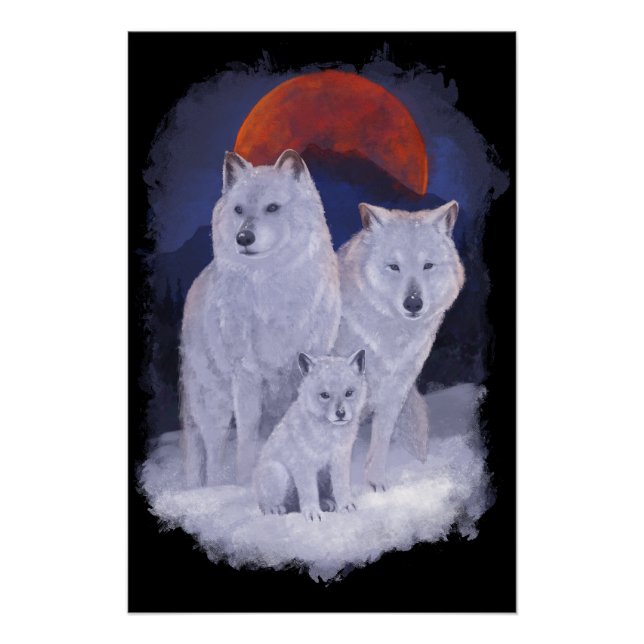 Póster wolf family  (Anverso)