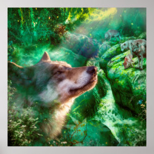 Póster Wolf Family FREE TO LIVE OUR LIVES