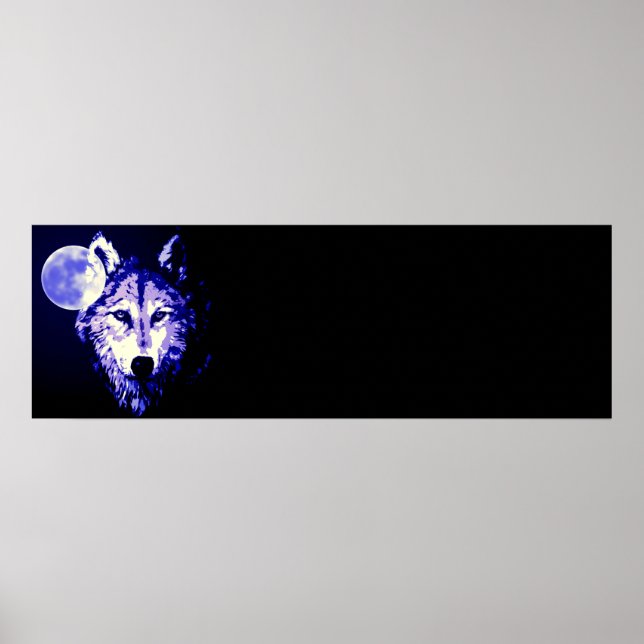Póster Wolf Fullmoon Azul Negro (Frente)