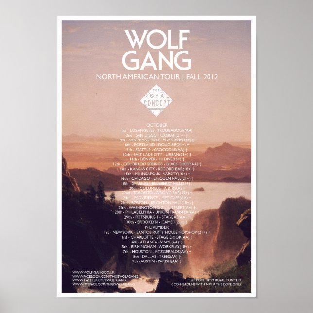 Póster Wolf Gang American Tour Poster (Frente)