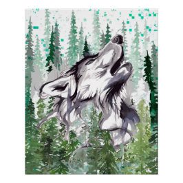 Poster Wolf Glossy - Impresión de Poster de lobo c