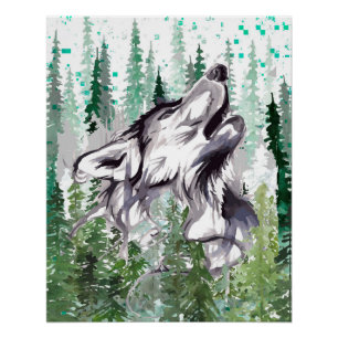 Poster Wolf Glossy - Impresión de Poster de lobo c