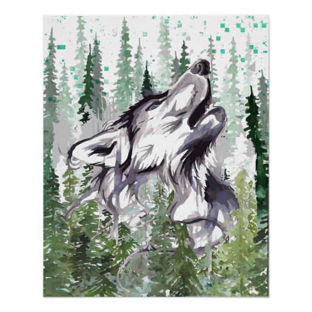 Poster Wolf Glossy - Impresión de Poster de lobo c (Anverso)
