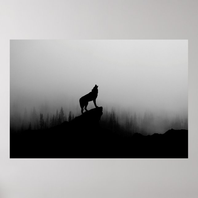 Póster Wolf gritando en la luna (Frente)